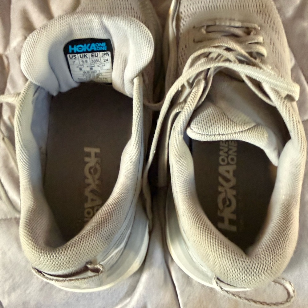 Hoka Light Gray Running Shoes - Picture 2 of 3